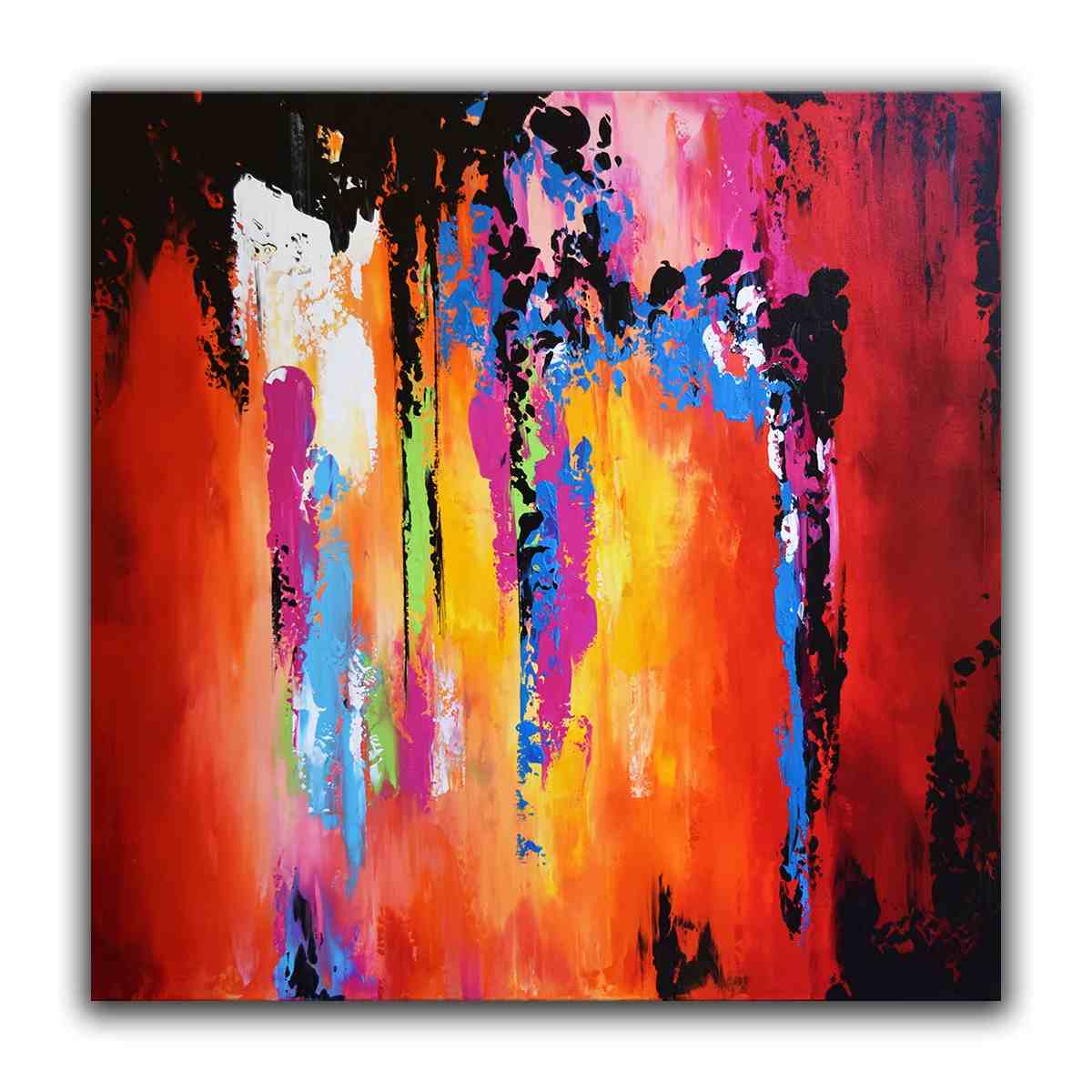 Room Handmade Original Purple Painting Red Abstract Canvas Artwork A6AU5